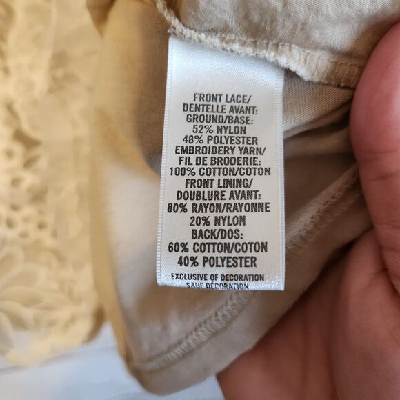 Van Heusen large beige embroidered lace sleeveless cottagecore blouse - Picture 4 of 7